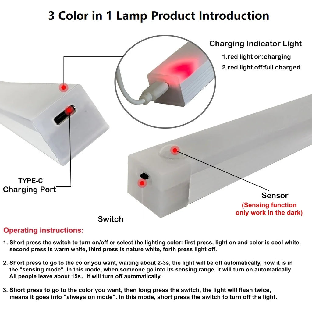Luminária SensorLight Pro – Barra LED Sem Fio com Sensor de Movimento